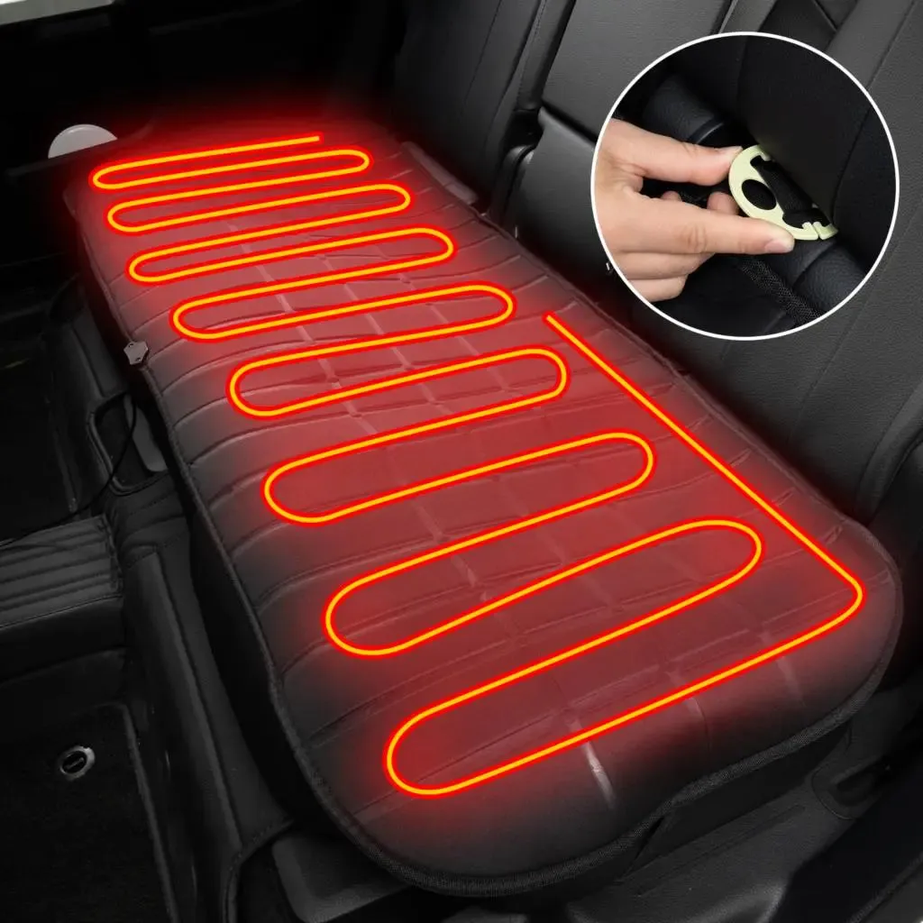 Car 2nd Row Heated Rear Seat Cover Cushion Warmer Pad 12V 24V Universal Winter Warming Heater Protector Accessories