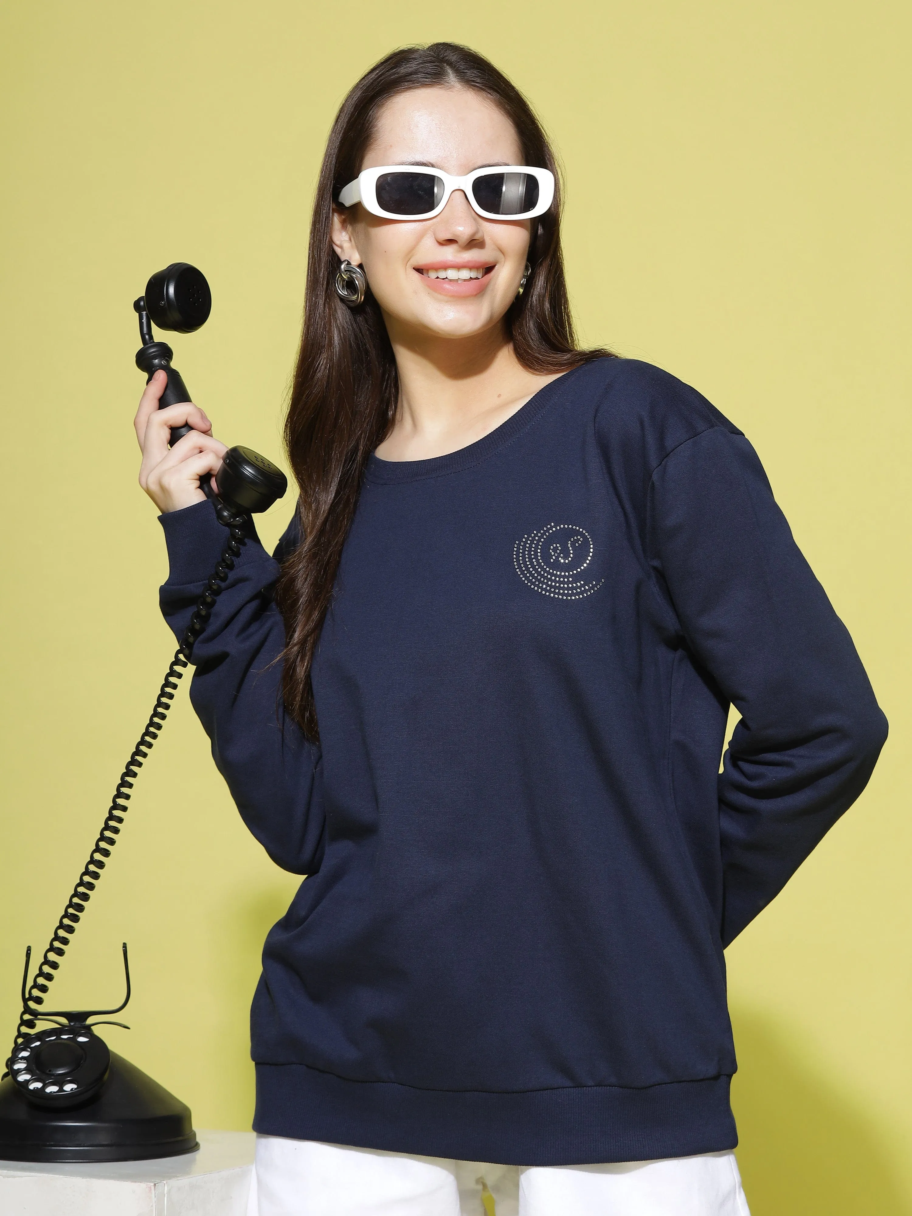 Hosiery Cotton Sweatshirt Navy Blue