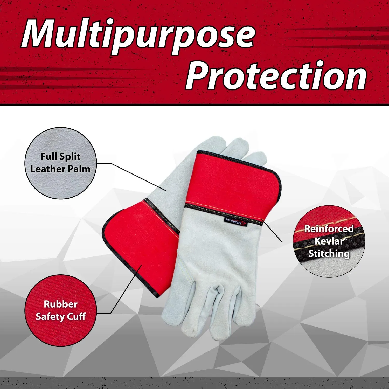 Leather Palm Safety Work Gloves, Gauntlet Safety Cuff - Bison Life