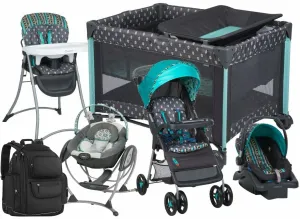 Newborn Baby Stroller with Car Seat Playard Diaper Bag Infant Swing Chair Combo