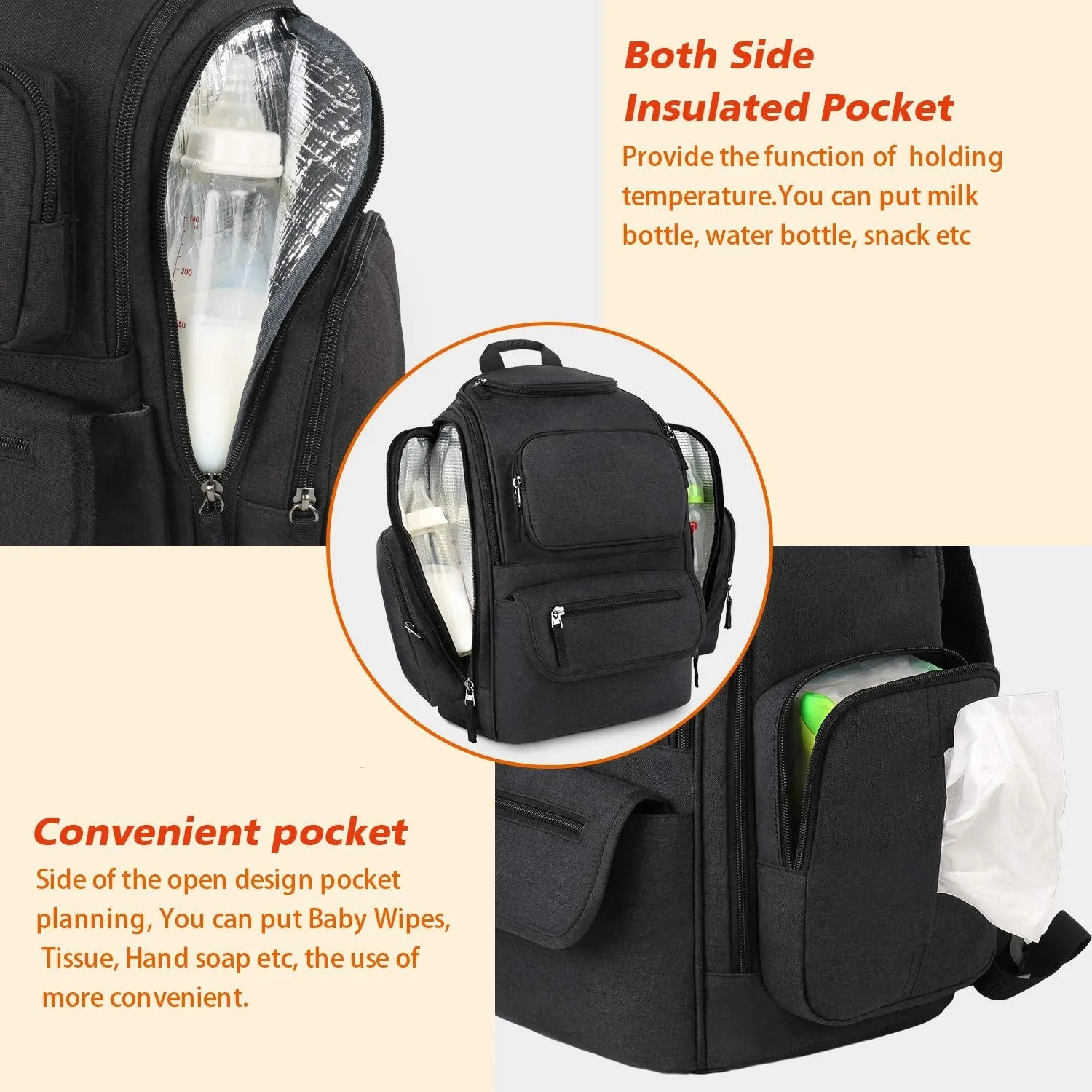 Newborn Baby Stroller with Car Seat Playard Diaper Bag Infant Swing Chair Combo