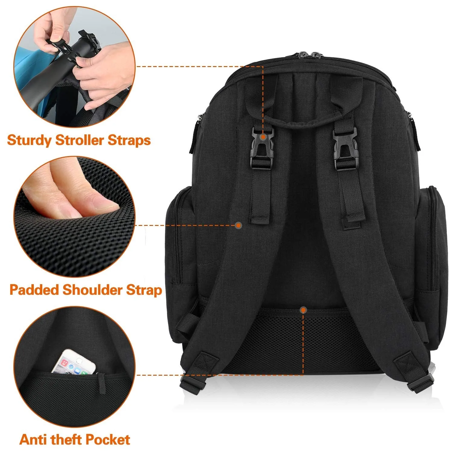 Newborn Baby Stroller with Car Seat Playard Diaper Bag Infant Swing Chair Combo