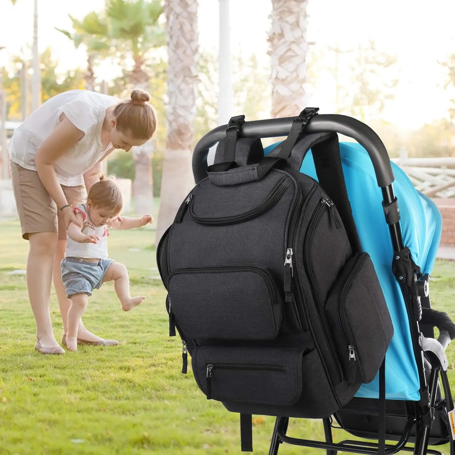 Newborn Baby Stroller with Car Seat Playard Diaper Bag Infant Swing Chair Combo