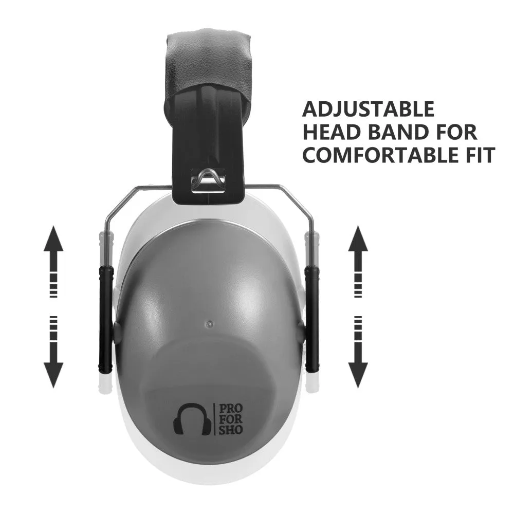 Pro For Sho 34dB NRR Noise Reduction Earmuffs - Lightweight Design - Standard Size Grey