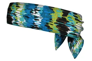 REVERSIBLE Blue Bayou/Broken Rectangles Head Tie (SKU 3039 HTB)