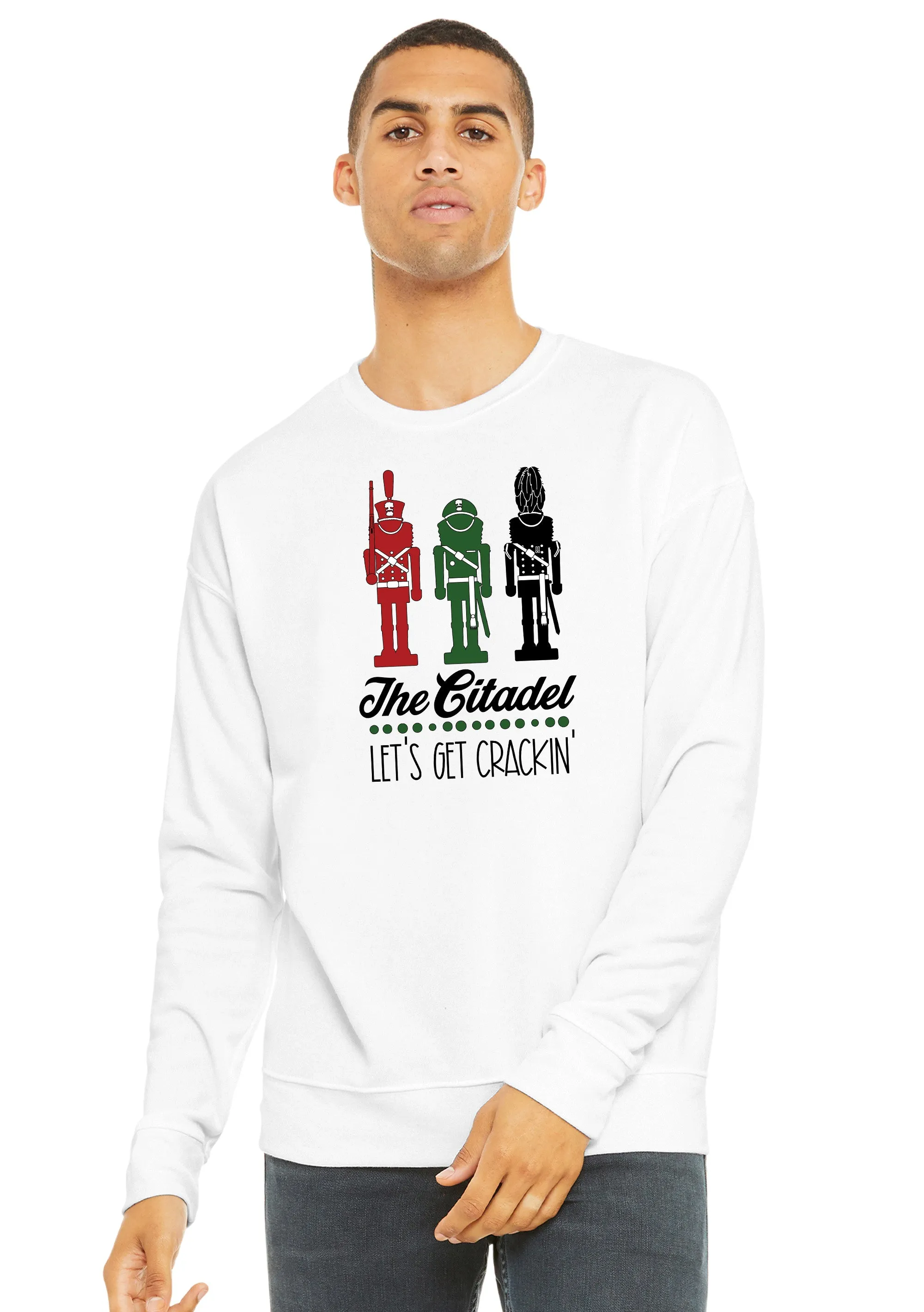 The Citadel, Cadet Soldiers, Let's Get Crackin' Design, Unisex Drop Shoulder Holiday Sweatshirt
