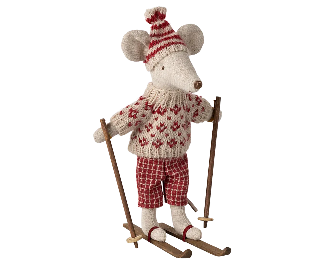 Winter Mouse with Ski Set - Mum & Dad